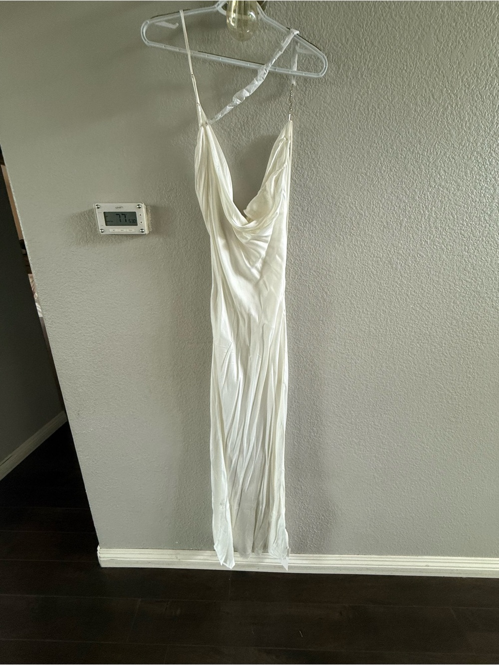 Rat & Boa White Satin Cowl Maxi Dress